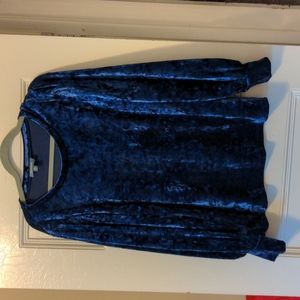 Mod Cloth Crushed Velvet Blouse - Electric Blue